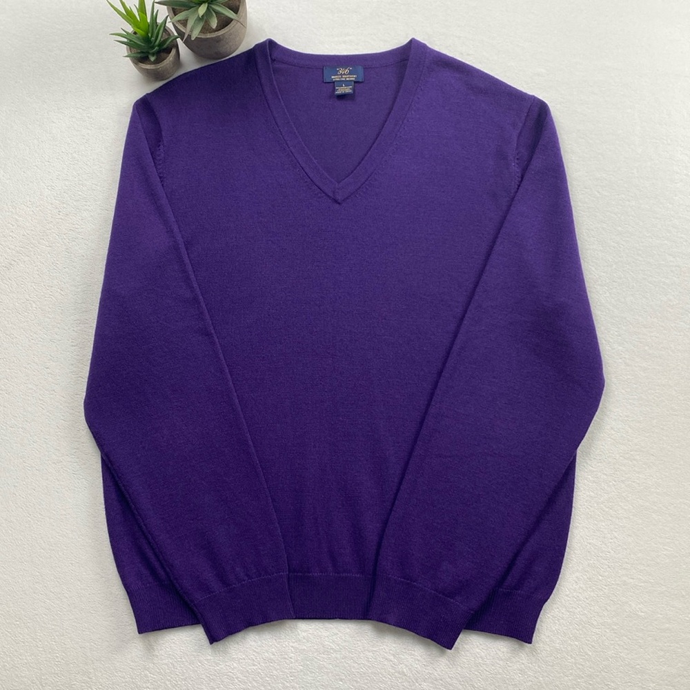 Brooks Brothers 346 Merino Wool Blend V Neck Long Sleeve Pullover Jumper Sweater